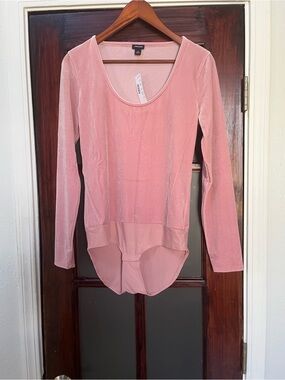 J Crew Pink velvet, long sleeve bodysuit